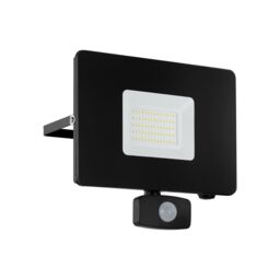 Loops IP44 Outdoor Flood Light & PIR Sensor Black Aluminium 50W Built in LED