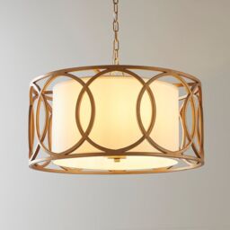 Loops Brushed Gold Multi Arm Ceiling Pendant Light - White Fabric Shade - Dimmable - thumbnail 5