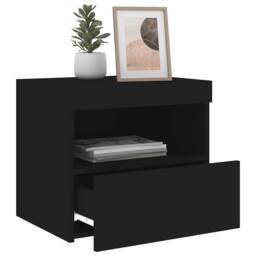 Berkfield Home Beautiful Bedside Cabinets with LED Lights 2 pcs Black 50x40x45 cm - Size: 50 x 40 x 45 cm - thumbnail 5