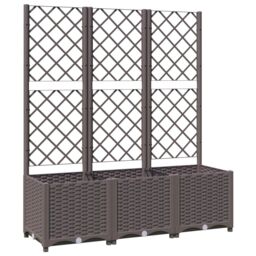 Berkfield Home Garden Planter with Trellis Brown 120x40x136 cm PP - Size: 120 x 40 x 136 cm - thumbnail 2