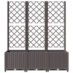 Berkfield Home Garden Planter with Trellis Brown 120x40x136 cm PP - Size: 120 x 40 x 136 cm - thumbnail 4