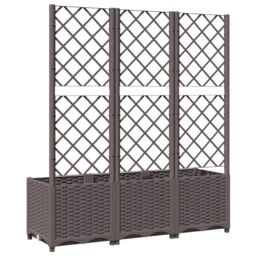 Berkfield Home Garden Planter with Trellis Brown 120x40x136 cm PP - Size: 120 x 40 x 136 cm - thumbnail 6