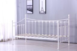 KOSY KOALA Daybed 3ft Single Glossy White Metal Framed Versailles Guest Sofa Bed, Trundle Not Included in Off-White - thumbnail 2