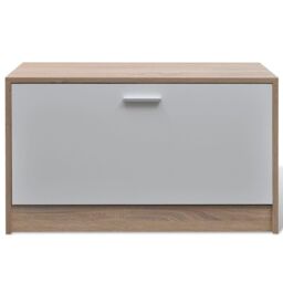 Berkfield Home Oak & White 3-in-1 Wooden Shoe Cabinet Set in Brown - thumbnail 5