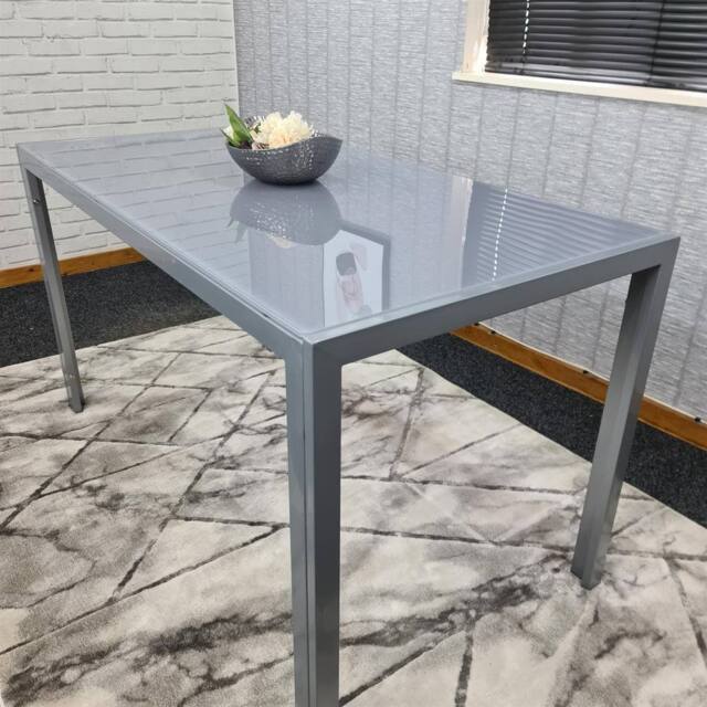 KOSY KOALA Dining Table Grey Glass Kitchen Place for 4 Seats, Dining Table Only - image 1