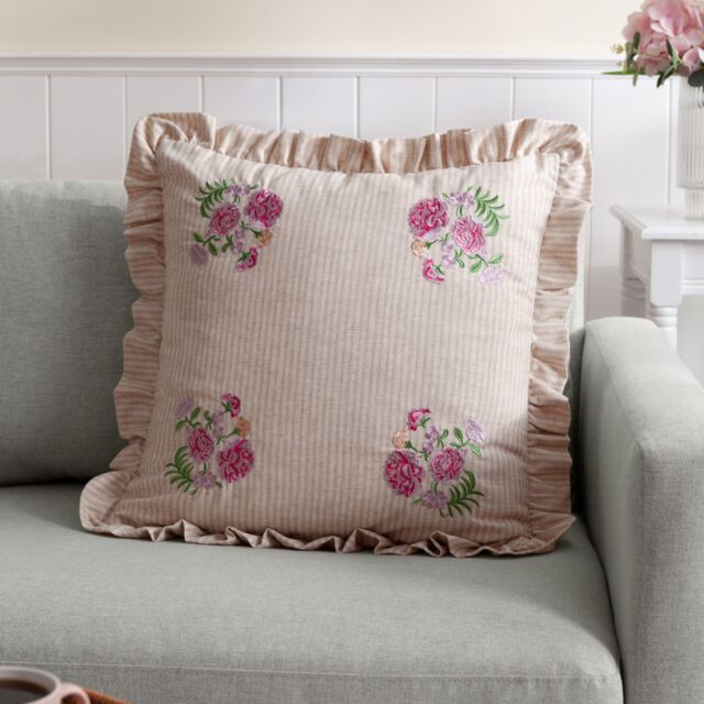 Wylder Martha Embroidered Ruffle Cushion in Pink - Size: 50 cm x 50 cm - image 1