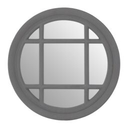 Orsina Hawthorne Flat Wood Round Grey Wall Mirror - thumbnail 1