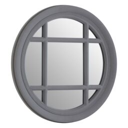 Orsina Hawthorne Flat Wood Round Grey Wall Mirror - thumbnail 2