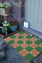 Artsy Mats Green Petal Checkerboard Coir Doormat (90 x 60cm) in Brown - Size: 60 cm x 90 cm - thumbnail 3
