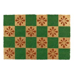 Artsy Mats Green Petal Checkerboard Coir Doormat (90 x 60cm) in Brown - Size: 60 cm x 90 cm - thumbnail 5
