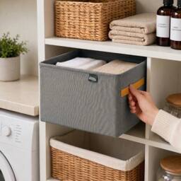 Kelvenix Grey 8 Pack Fabric Storage Bins with Handles - thumbnail 4