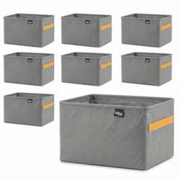 Kelvenix Grey 8 Pack Fabric Storage Bins with Handles - thumbnail 1