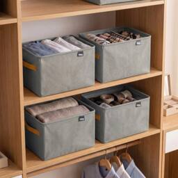 Kelvenix Grey 8 Pack Fabric Storage Bins with Handles - thumbnail 5