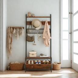 FURNOS Industrial Entryway Hall Tree Coat Rack Stand in Brown - thumbnail 4