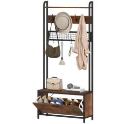 FURNOS Industrial Entryway Hall Tree Coat Rack Stand in Brown - thumbnail 7