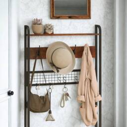 FURNOS Industrial Entryway Hall Tree Coat Rack Stand in Brown - thumbnail 5