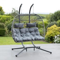 Artemis Home Haversham Swinging Double Garden Seat in Light Grey - thumbnail 1