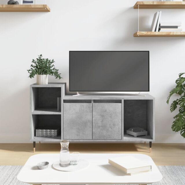 Berkfield Home TV Cabinet Concrete Grey 100x35x55 cm Engineered Wood - Size: 100 x 35 x 55 cm - image 1