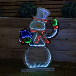 Samuel Alexander 76cm LED Ice White Infinity Standing Snowman Christmas Decoration with Metal Base - thumbnail 8