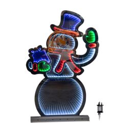 Samuel Alexander 76cm LED Ice White Infinity Standing Snowman Christmas Decoration with Metal Base - thumbnail 9