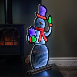 Samuel Alexander 76cm LED Ice White Infinity Standing Snowman Christmas Decoration with Metal Base - thumbnail 3