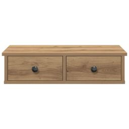 Berkfield Home Wall Shelf with Drawers Artisian Oak 60x25x15 cm Engineered Wood in Brown - Size: 60 x 25 x 15 cm - thumbnail 4