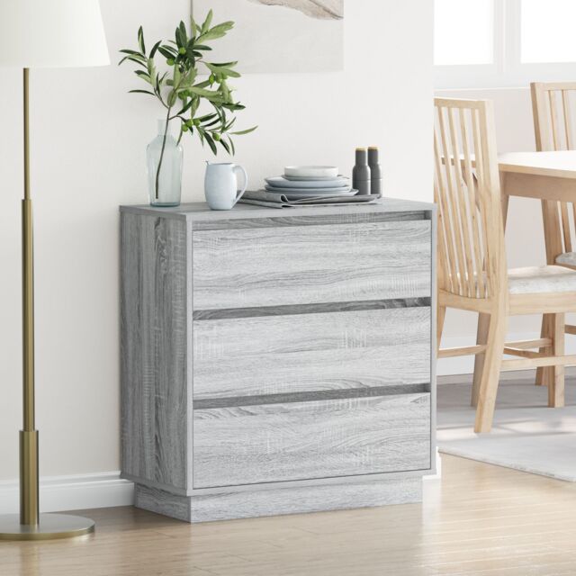 Berkfield Home Bedside Cabinet with LED Grey Sonoma 71x34, 5x75 cm Engineered Wood - image 1