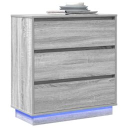 Berkfield Home Bedside Cabinet with LED Grey Sonoma 71x34, 5x75 cm Engineered Wood - thumbnail 3