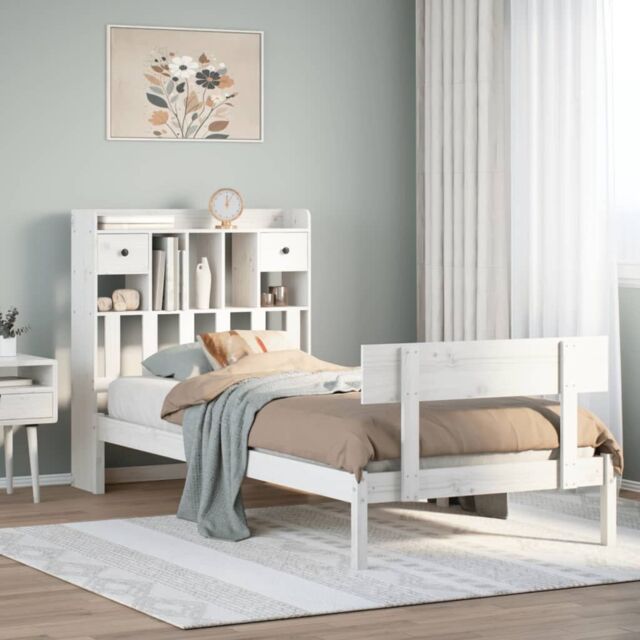 Berkfield Home Bookcase Bed without Mattress White 90x200 cm Solid Wood Pine - image 1