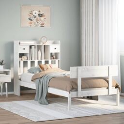 Berkfield Home Bookcase Bed without Mattress White 90x200 cm Solid Wood Pine - thumbnail 1