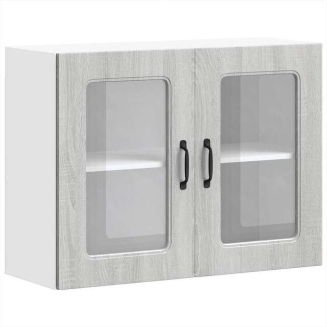 Berkfield Home Kitchen Wall Cabinet with Glass Door Kalmar Grey Sonoma Wood - image 1