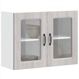 Berkfield Home Kitchen Wall Cabinet with Glass Door Kalmar Grey Sonoma Wood - thumbnail 2