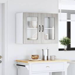 Berkfield Home Kitchen Wall Cabinet with Glass Door Kalmar Grey Sonoma Wood - thumbnail 3
