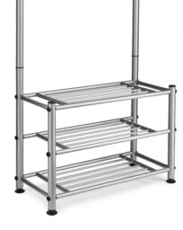 House of Home Clothes Stand Hallway Multi Purpose 18 Hooks Jackets Hats Bags 2 Shelves For Shoes in Grey - thumbnail 2