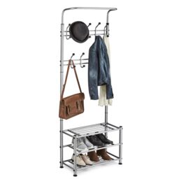 House of Home Clothes Stand Hallway Multi Purpose 18 Hooks Jackets Hats Bags 2 Shelves For Shoes in Grey - thumbnail 5