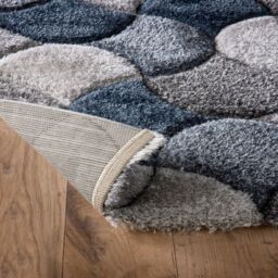The Rug Shop UK Blue Modern Geometric Polyester Optical 3D Easy To Clean Area Rug - Size: 80 cm x 150 cm - thumbnail 3