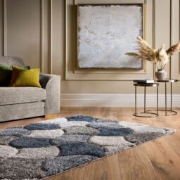 The Rug Shop UK Blue Modern Geometric Polyester Optical 3D Easy To Clean Area Rug - Size: 80 cm x 150 cm - thumbnail 1