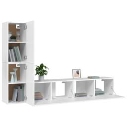 Berkfield Home 4 Piece TV Cabinet Set White Engineered Wood - thumbnail 4