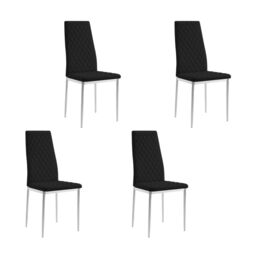 Home Detail Sona Faux Leather Dining Chair Set of 6, Grey with Silver Legs in Black - Size: 6 Pack - thumbnail 1
