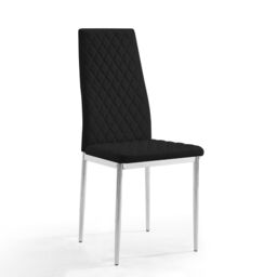 Home Detail Sona Faux Leather Dining Chair Set of 6, Grey with Silver Legs in Black - Size: 6 Pack - thumbnail 2
