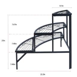 KORVIXA Space Saving 3-Tier Metal Plant Stand in Black - thumbnail 3