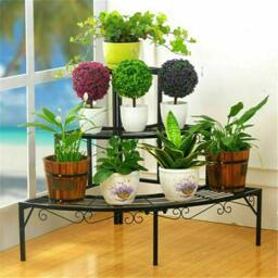KORVIXA Space Saving 3-Tier Metal Plant Stand in Black - thumbnail 4