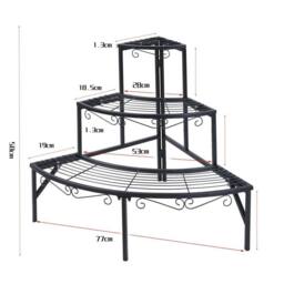 KORVIXA Space Saving 3-Tier Metal Plant Stand in Black - thumbnail 2