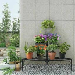 KORVIXA Space Saving 3-Tier Metal Plant Stand in Black - thumbnail 5