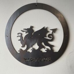 Poppyforge Welsh Dragon Wall Art - Large with Text - Steel - BM/RtR in Black - thumbnail 2