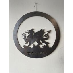 Poppyforge Welsh Dragon Wall Art - Large with Text - Steel - BM/RtR in Black