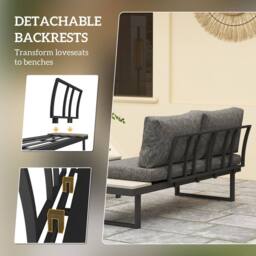 OUTSUNNY 4 Seater L Shaped Aluminium Garden Furniture Set with Coffee Table in Dark Grey - thumbnail 6