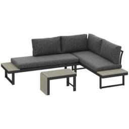 OUTSUNNY 4 Seater L Shaped Aluminium Garden Furniture Set with Coffee Table in Dark Grey - thumbnail 2