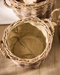 Dibor Traditional Round Small Wicker Log Basket with Rope Handles H25 x L31 x W31cm in Natural - thumbnail 5