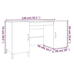 Berkfield Home Desk Concrete Grey 140x50x75 cm Engineered Wood - Size: 140 x 50 x 75 cm - thumbnail 9